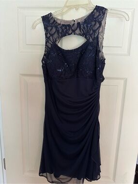 Morgan & Co. Navy Lace & Sequin Midi Dress